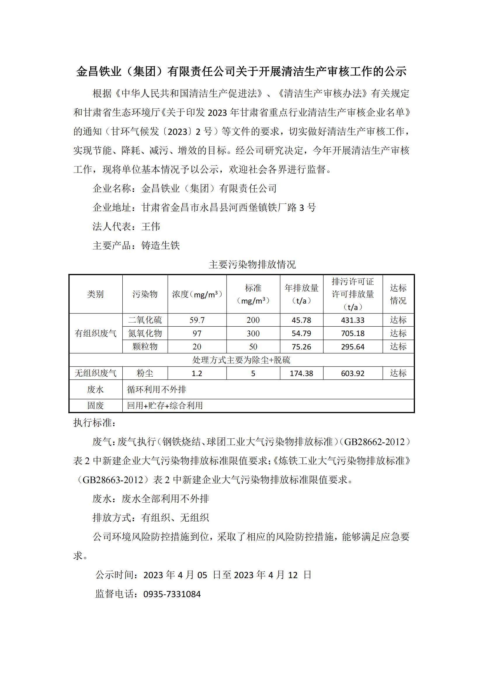 金昌铁业（集团）有限责任公司关于开展清洁生产审核工作的公示（金铁）_00.jpg